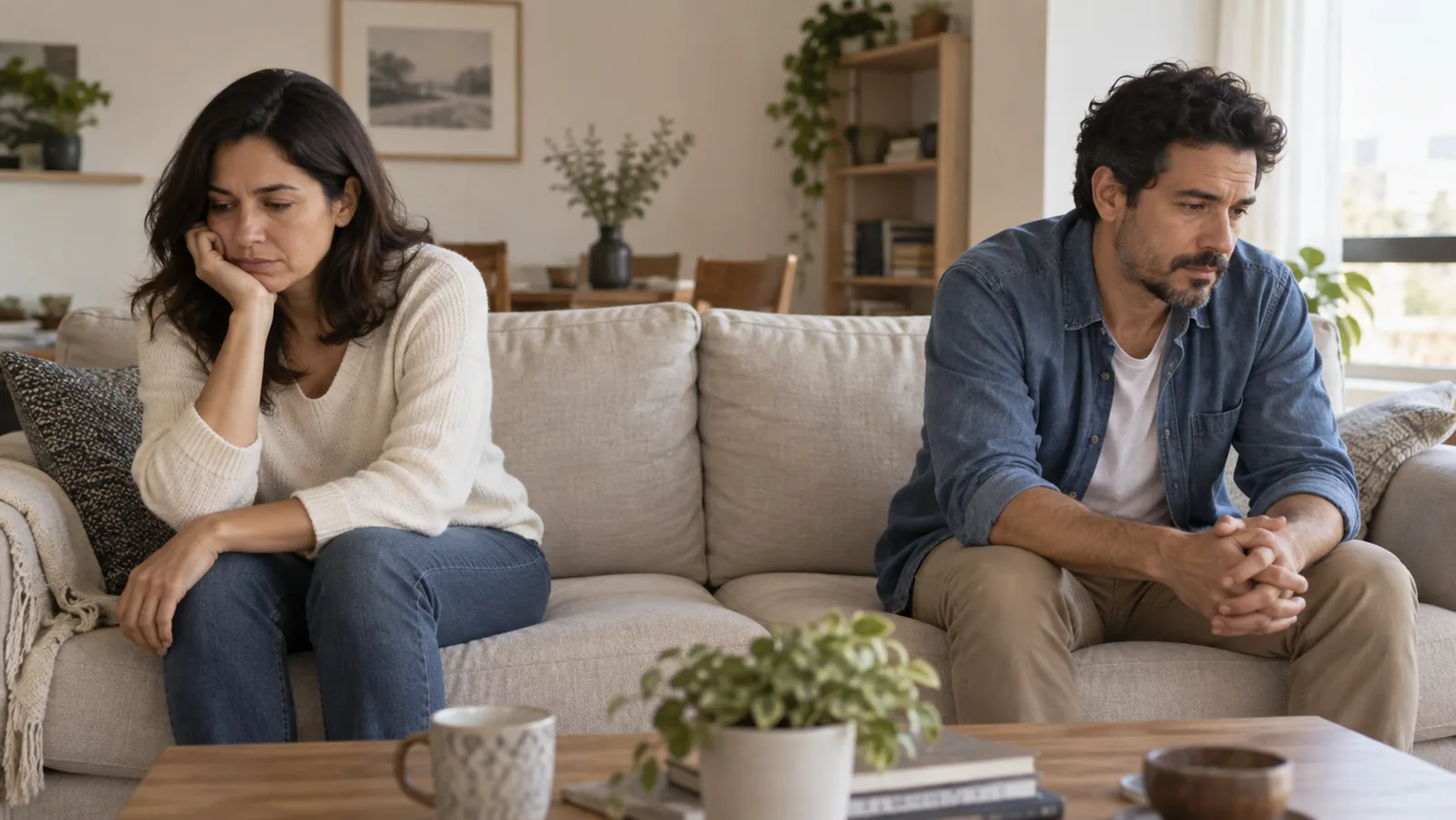 Pareja que siente un desequilibrio en el esfuerzo de la relación
